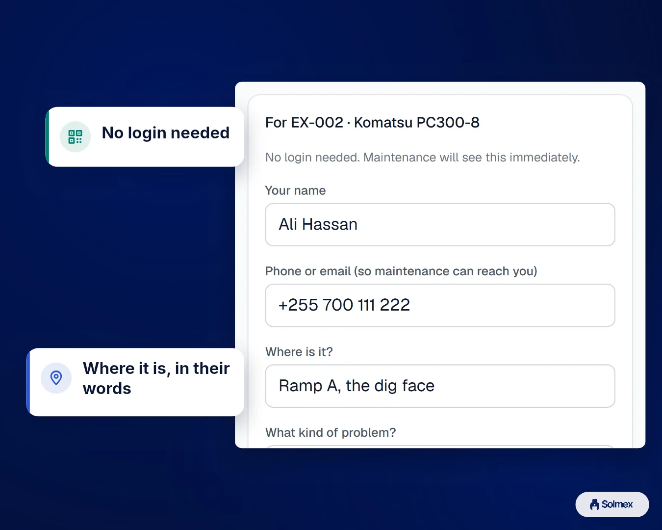 Work Requests in Solmex on a phone: No login needed. Where it is, in their words.